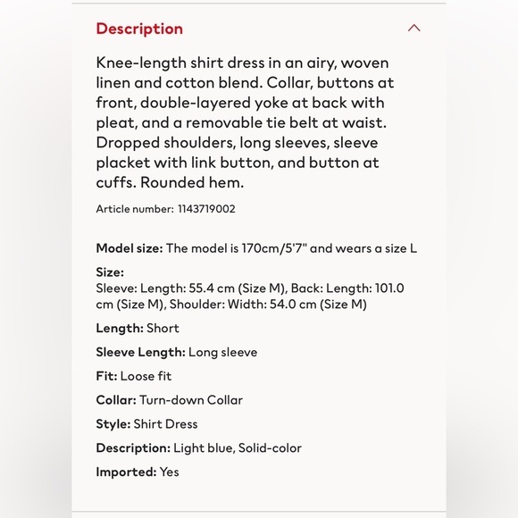 H&M linen blend shirt dress button up belted long sleeve rounded hem NEW size XL - Picture 13 of 13